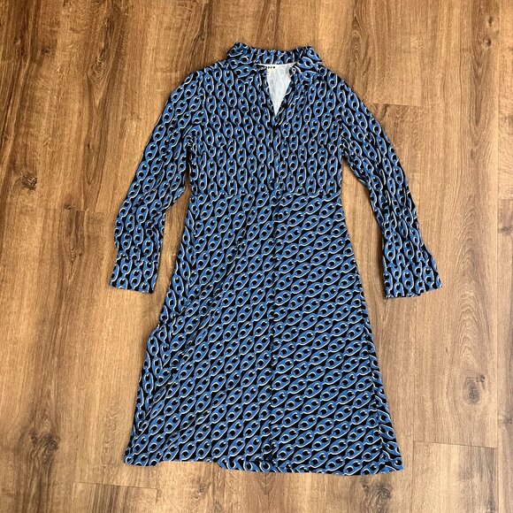Boden Blue and Black Long Sleeve Dress - Picture 6 of 11
